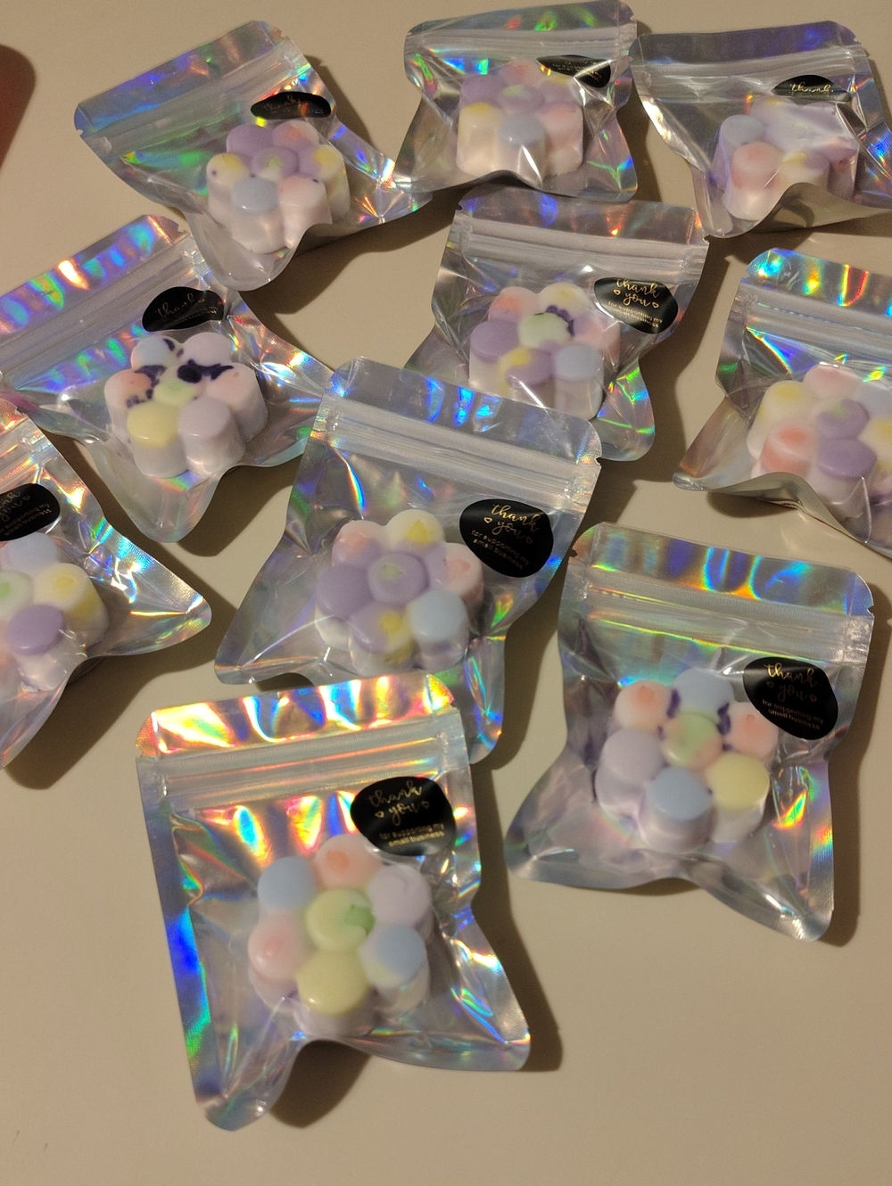 Pastel Rainbow Flower 10 Jelly Bean Raspberry Goats Milk Soaps-